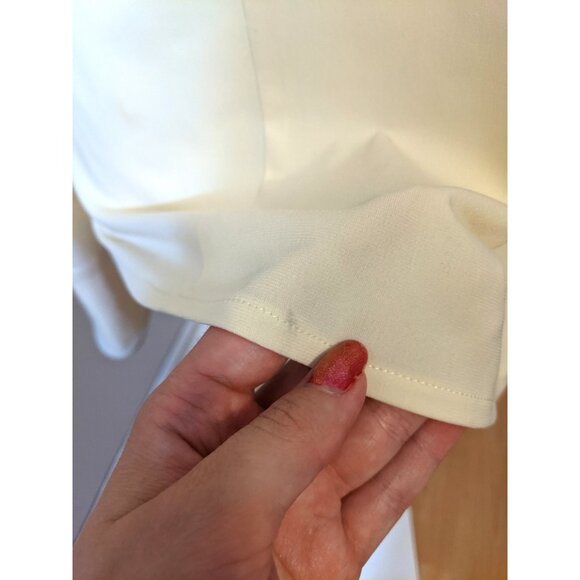 Vintage Pastel Yellow Colour Block Blouse Contrast Retro Long Sleeve Office 14 - Picture 7 of 11